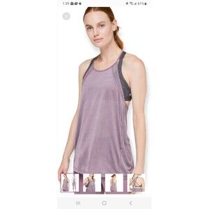 Lululemon Through The Movement purple tank womens 4? T-back active lounge sporty